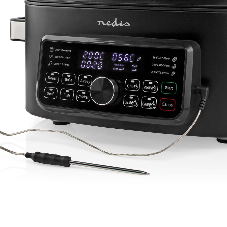 Nedis KAAFG600BK Heißluft Friteuse Digital | Schwarz 6 Liter | Timer: 120 min | Anzahl voreingestellter Programme: 7 