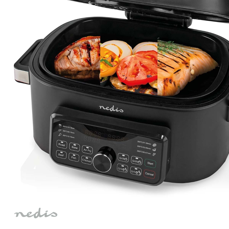 Nedis KAAFG600BK Heißluft Friteuse Digital | Schwarz 6 Liter | Timer: 120 min | Anzahl voreingestellter Programme: 7 