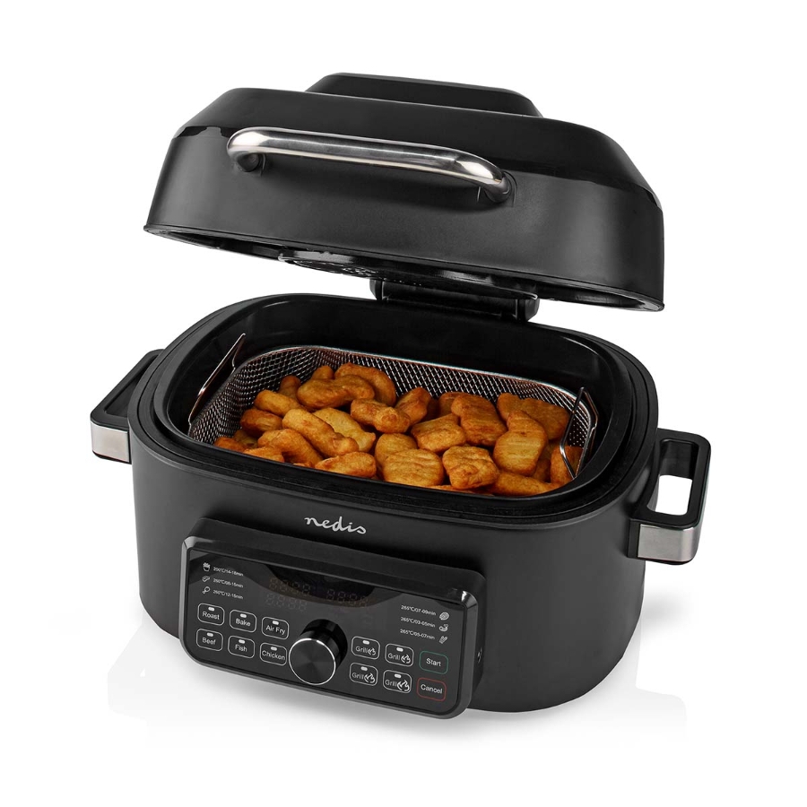 Nedis KAAFG600BK Heißluft Friteuse Digital | Schwarz 6 Liter | Timer: 120 min | Anzahl voreingestellter Programme: 7 