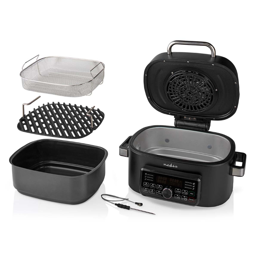 Nedis KAAFG600BK Heißluft Friteuse Digital | Schwarz 6 Liter | Timer: 120 min | Anzahl voreingestellter Programme: 7 