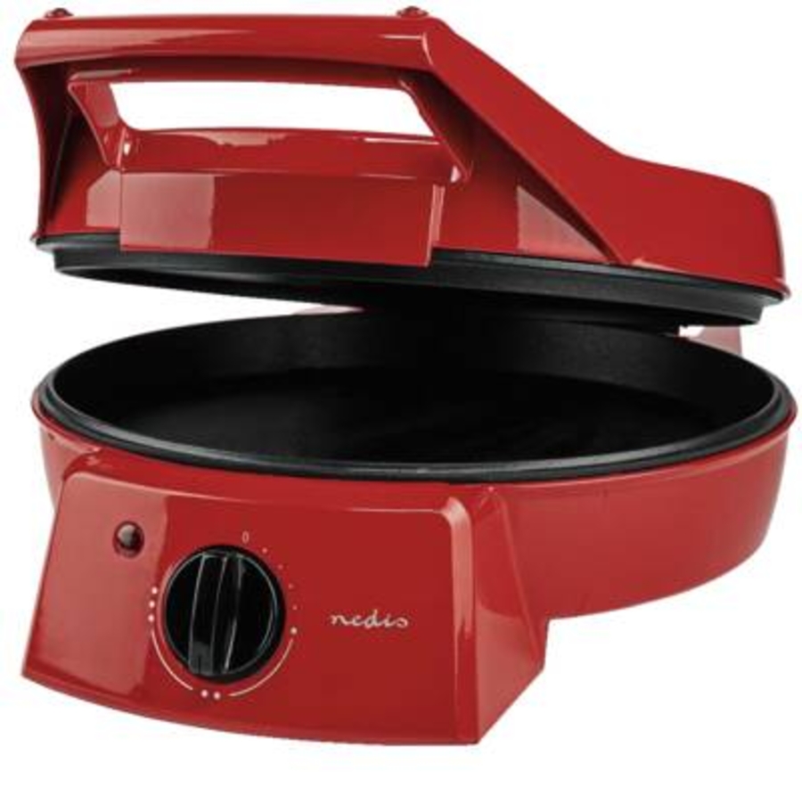 Nedis FCPM100FRD Pizzaofen und Grill Rot 30 cm | Einstellbare Temperaturregelung | 1800 W