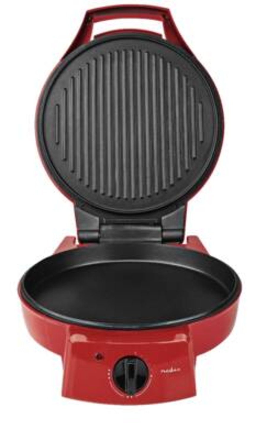 Nedis FCPM100FRD Pizzaofen und Grill Rot 30 cm | Einstellbare Temperaturregelung | 1800 W