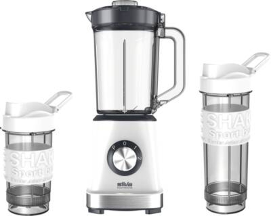 Silva Schneider SM 2500 Standmixer, 500 W, 1,2 L, 2 Smoothie-Becher, weiß-gr 