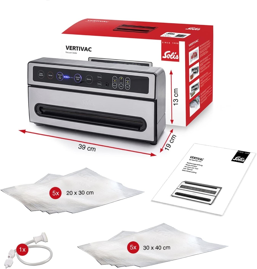 Solis VertiVac 5704 Vakuumiergerät 120W 12L/min  Kompaktes All-in-One-Vakuumiergerät für druckempfindliche 