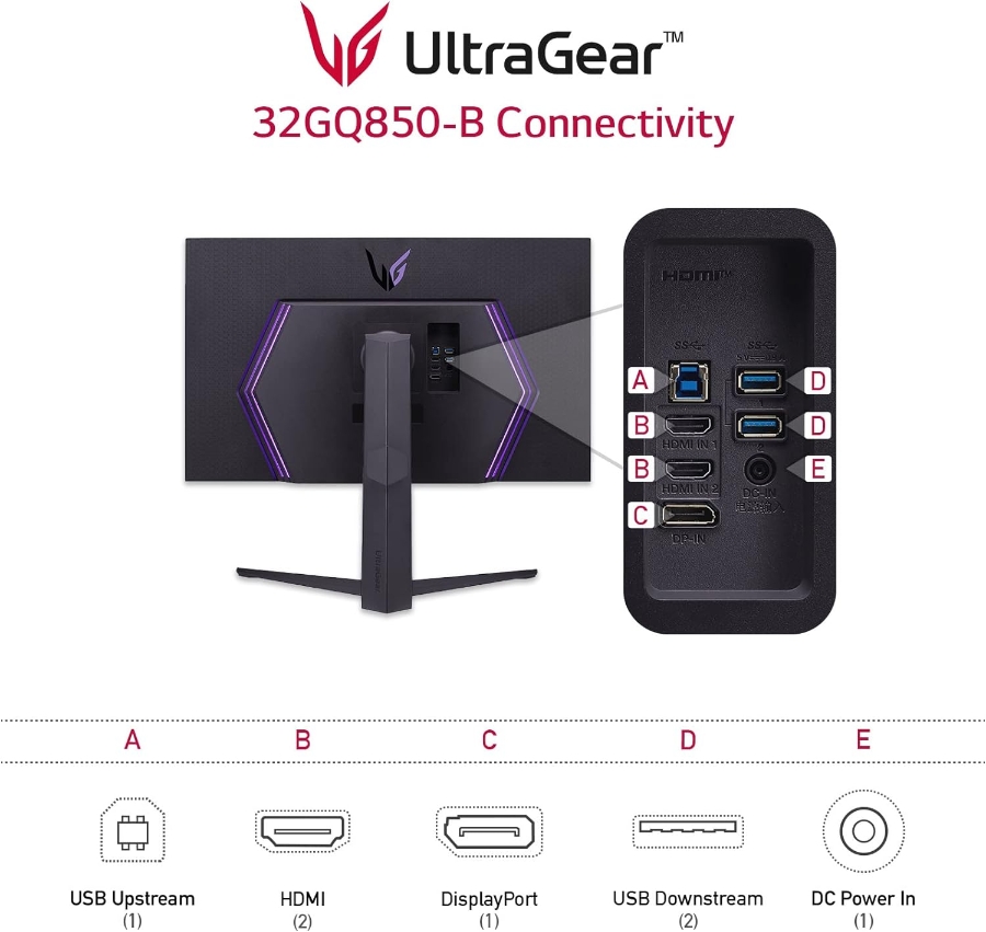 LG 32GQ850-B LED-Monitor - Gaming - 81.3 cm (32") Schwarz 32” UltraGear™ QHD Gaming,Monitor with 240Hz (O/C 260Hz) 