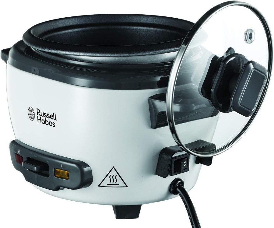Russell Hobbs 27030-56 RH Medium Reiskocher inkl. Dampfgarer -Einsatz antihaftbeschichteter Gartopf, Reislöffel & Messbecher, 