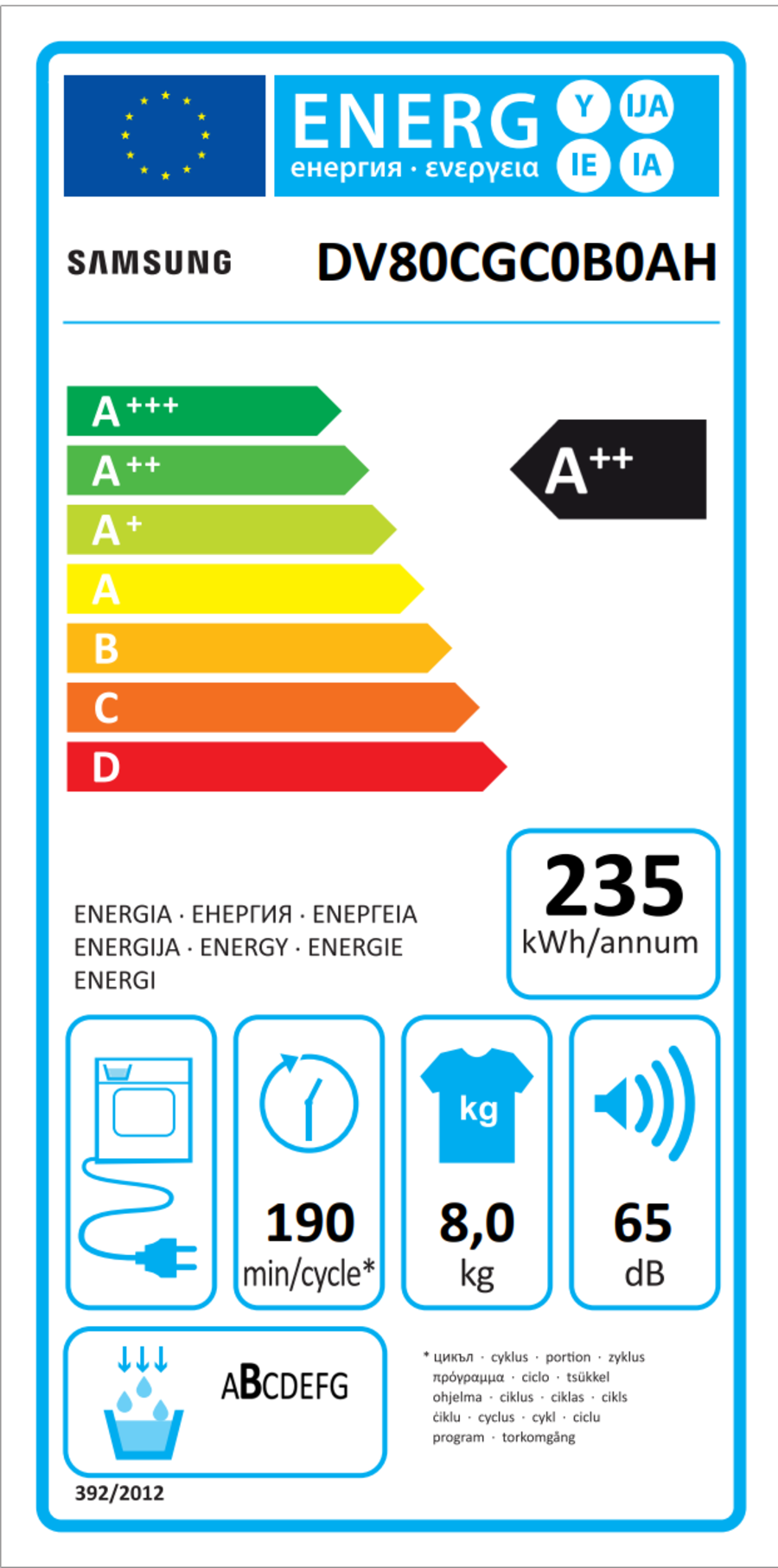 Samsung DV80CGC0B0AH/EG Wärmepumpentrockner 8Kg A++ 