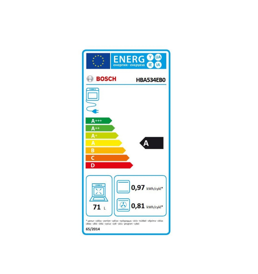 Bosch HBA534EB0 Einbau-Backofen 60 cm Schwarz 