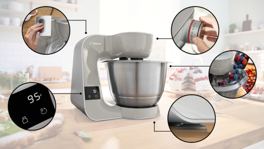 Bosch MUM5XL72 Küchenmaschine mit Waage 1000 W, Grau/silber 