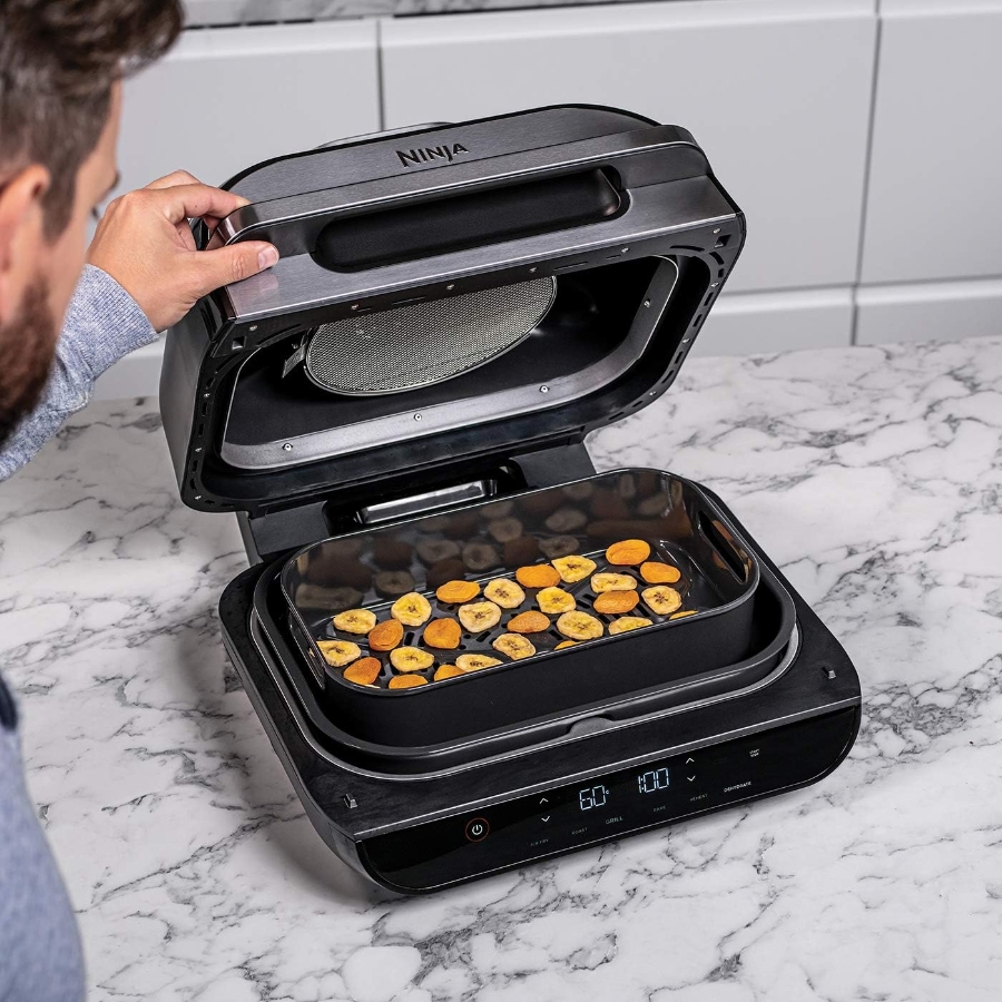 Ninja AG551EU MAX Grill & Airfryer Elektrogrill/Fritteuse  5,7L Grau/Silber