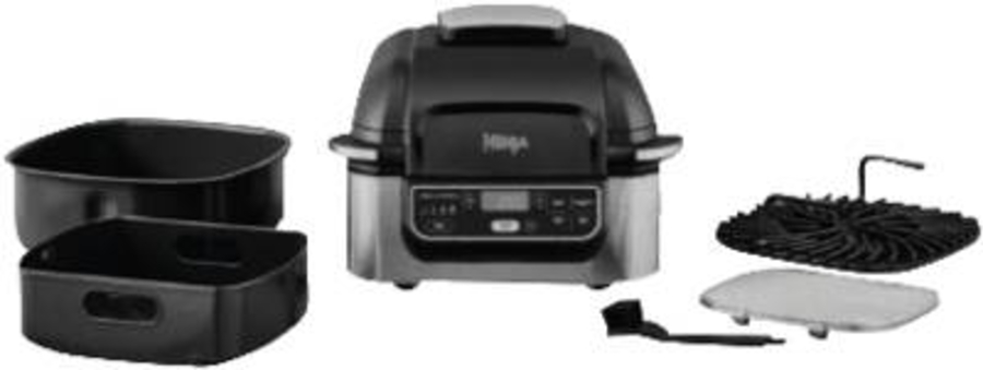 Ninja AG301EU Foodi Grill & Airfryer, 5,7L Heißluftfritteuse 5-in-1, Schwarz/Silber 