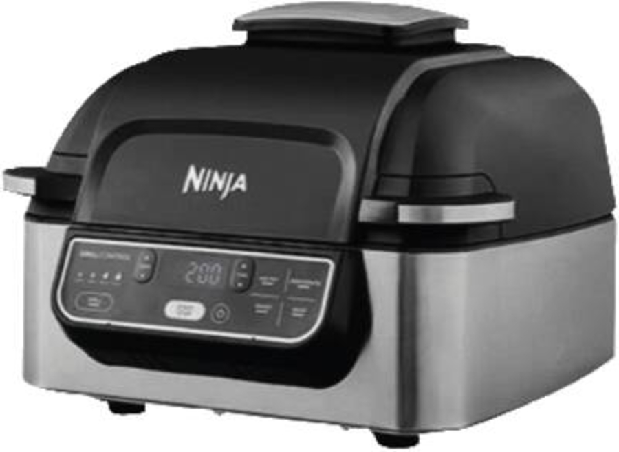 Ninja AG301EU Foodi Grill & Airfryer, 5,7L Heißluftfritteuse 5-in-1, Schwarz/Silber 
