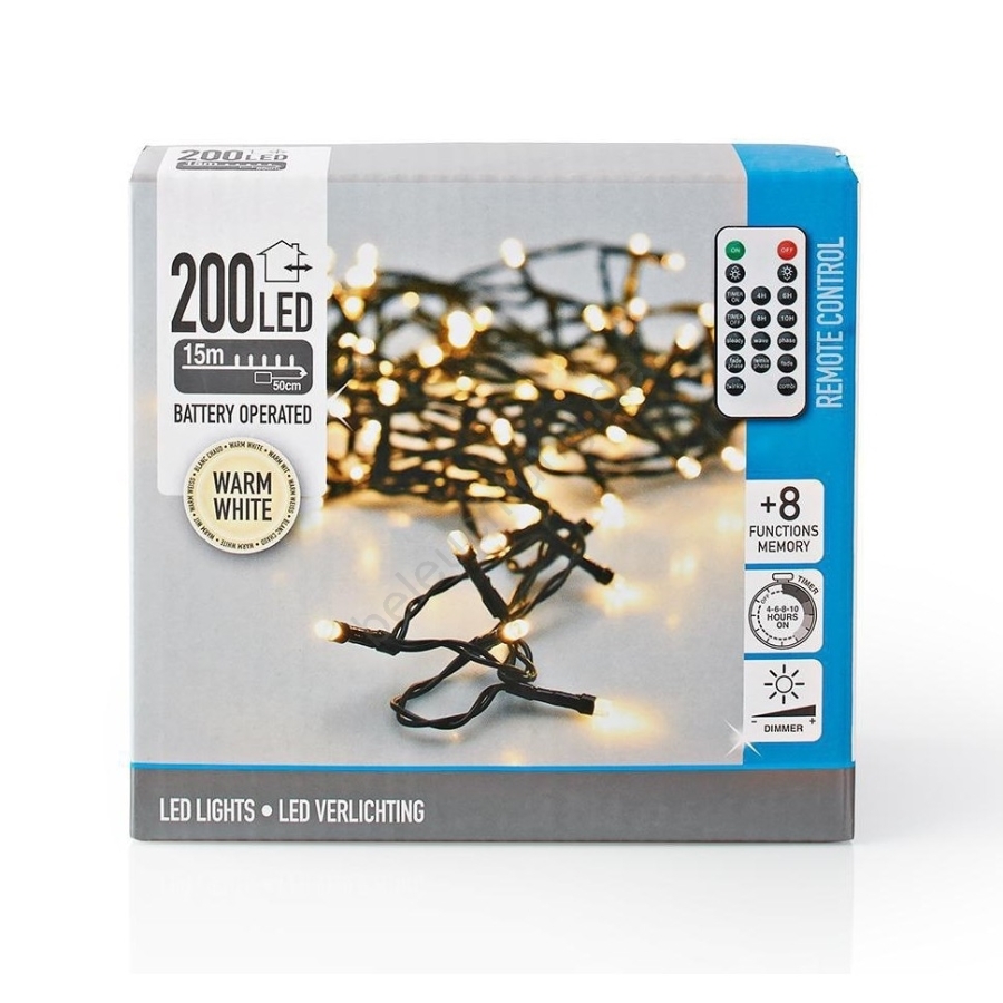 S.I.A LED Dimmbare Weihnachtskette für Außen 200xLED 3xAA IP44 + FB