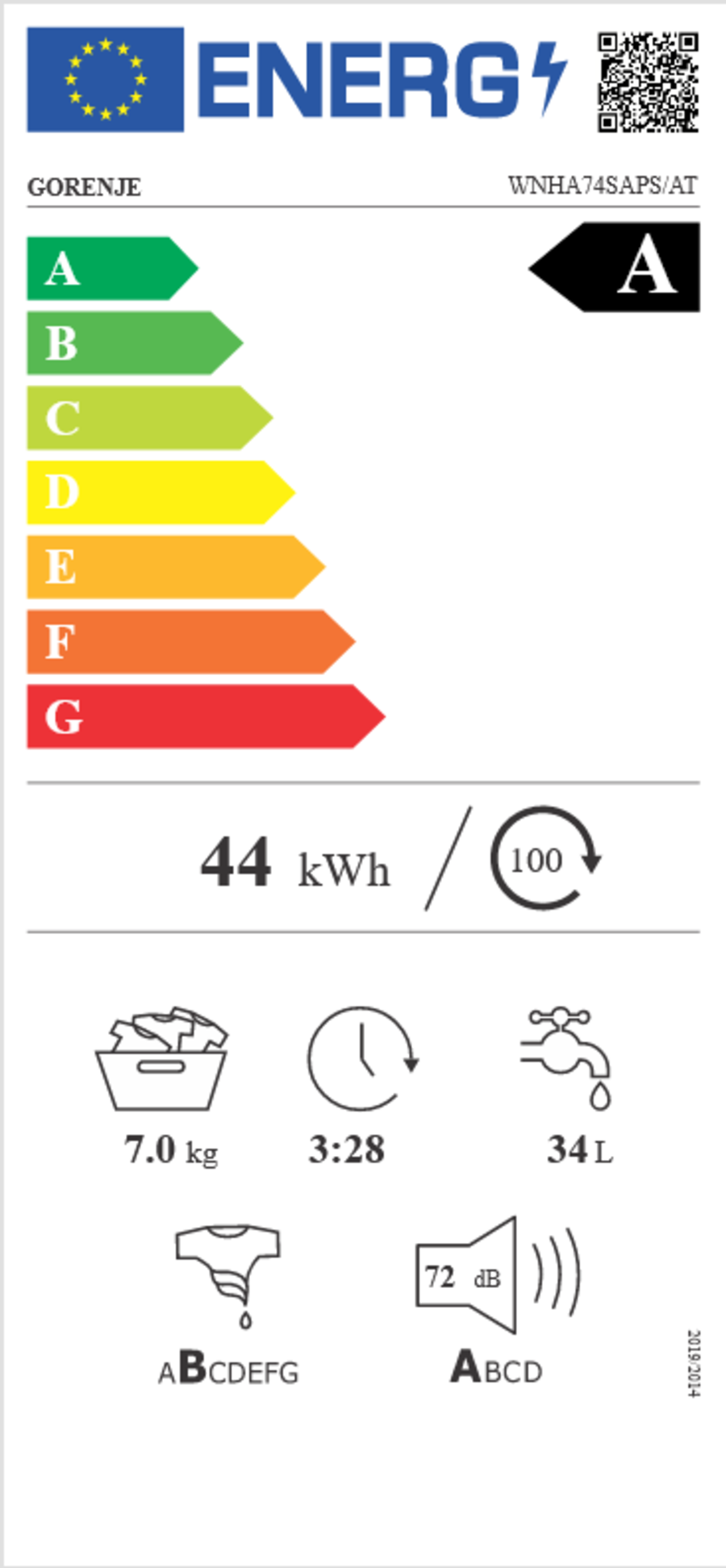 Gorenje WNHA74SAPS/AT Waschmaschine 7kg 1400 U/min Inverter PowerDrive Motor