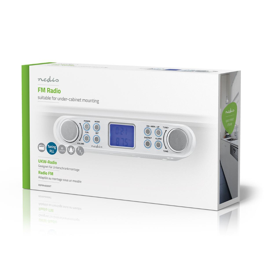 Nedis RDFM4000WT Unterbauradio/Küchenradio Silber / Weiss Schaltschrankbau | FM | Netzstromversorgung