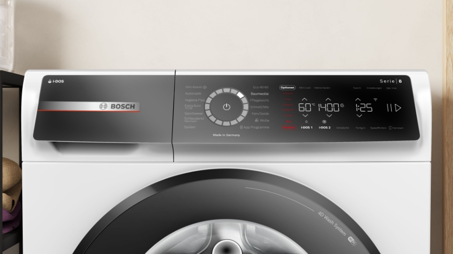 Bosch WGB244A40 Waschmaschine Stand 9kg, 1400U/min weiß/schwarz,i-DOS mit Waschmittelscan