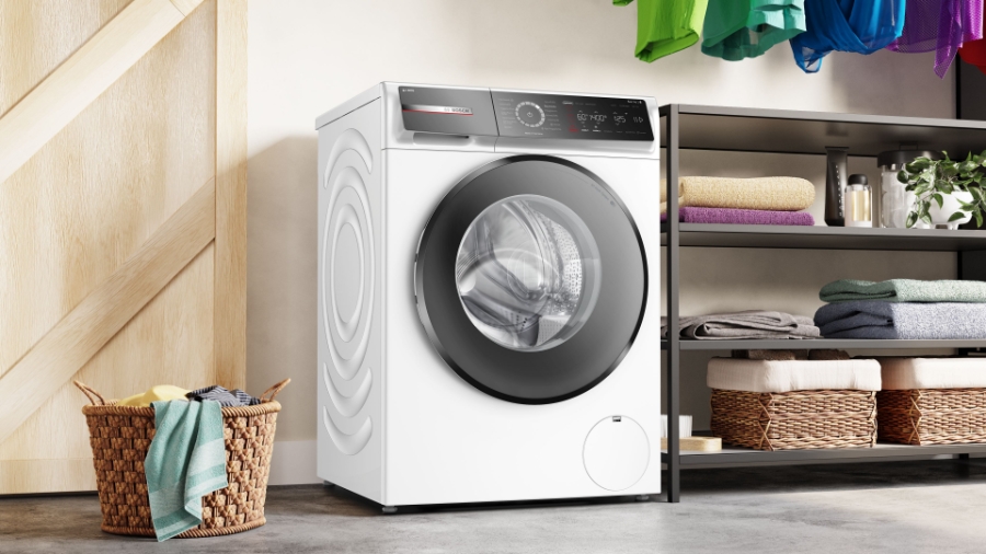 Bosch WGB244A40 Waschmaschine Stand 9kg, 1400U/min weiß/schwarz,i-DOS mit Waschmittelscan