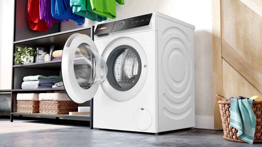 Bosch WGB244A40 Waschmaschine Stand 9kg, 1400U/min weiß/schwarz,i-DOS mit Waschmittelscan