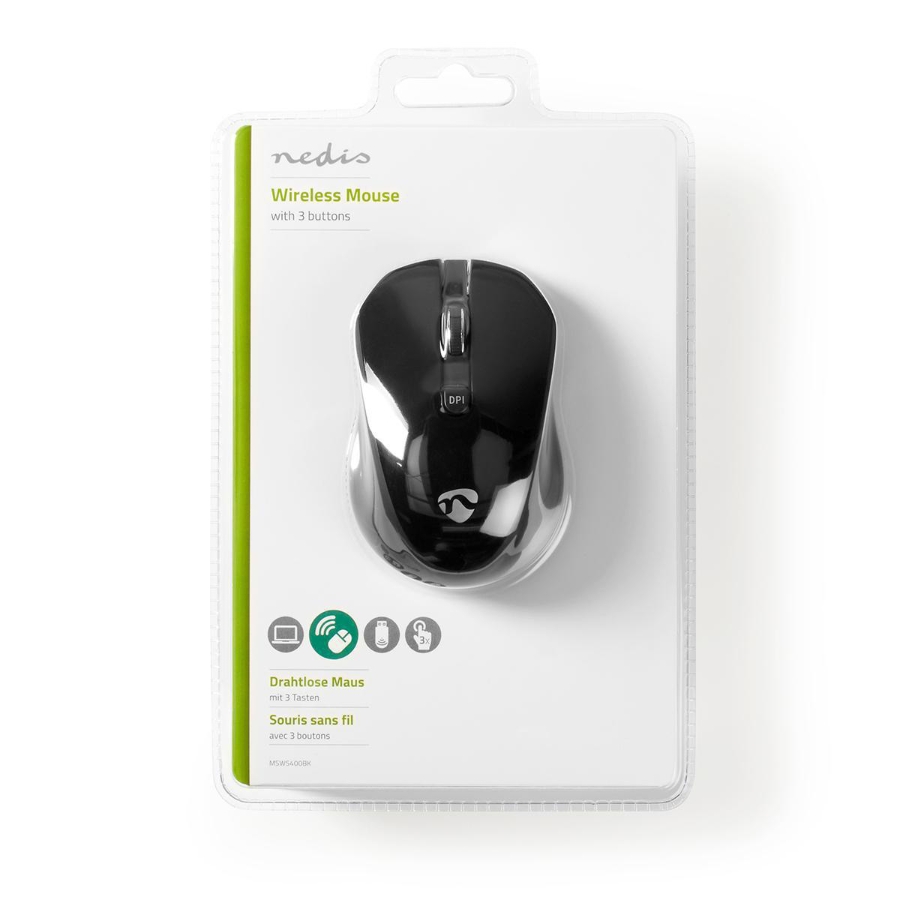 Nedis MSWS400BK Drahtlose Maus  | 1000 dpi | 3 Tasten | Schwarz