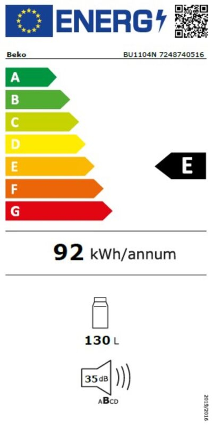 Beko BU1104N Unterbau-Einbau Kühlschrank  