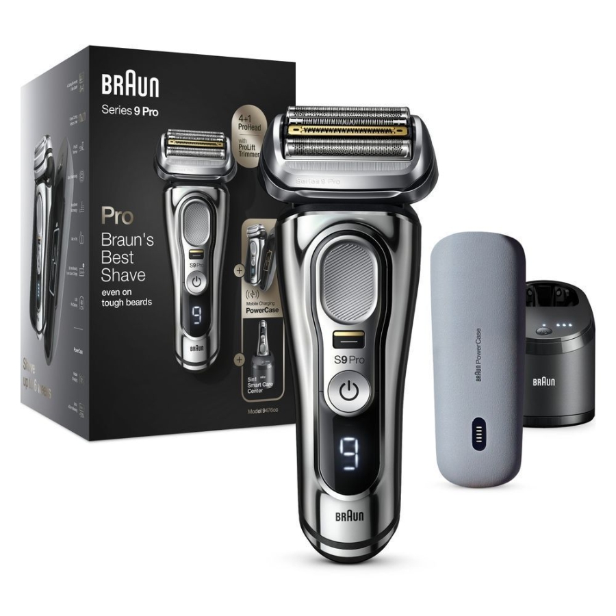 Braun Personal Care Series 9 Pro 9496cc Wet&Dry Elektrorasierer für Herren, 4+1 Scherkopf mit ProLift Trimmer, PowerCase