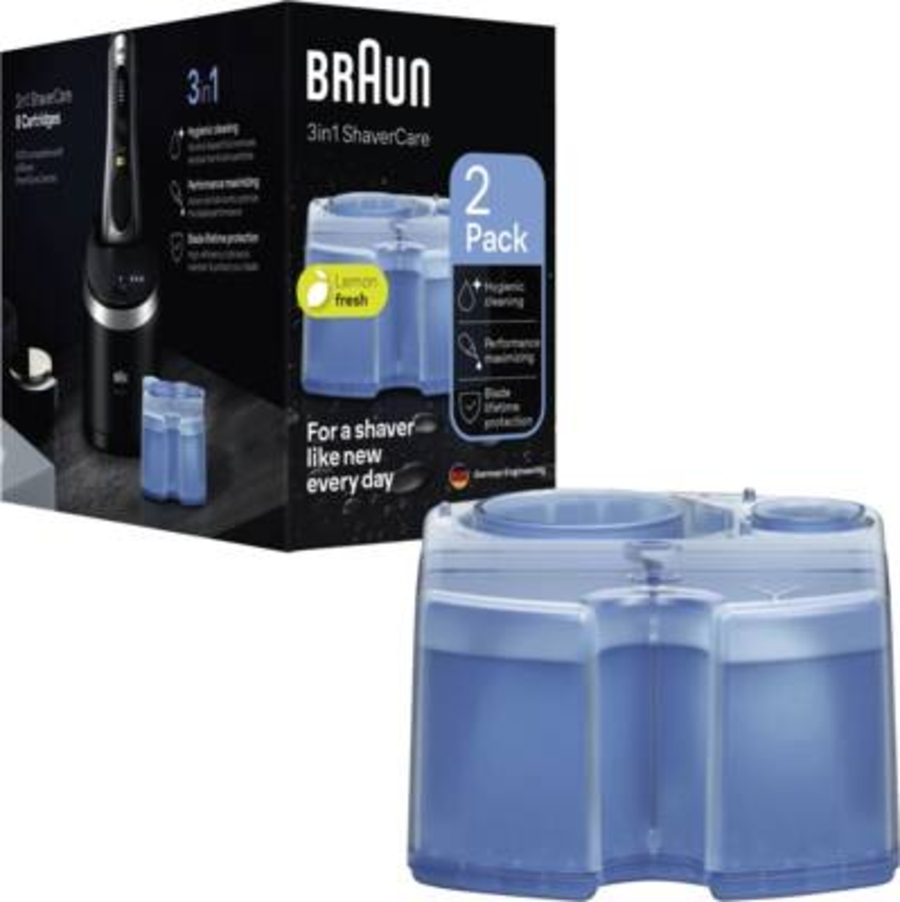 Braun Personal Care 3-in-1 ShaverCare Reinigungskartuschen für Reinigungsstation , Hygienische Reinigung, 2er Pack