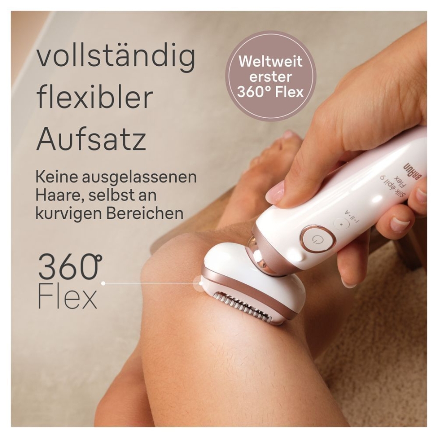 Braun Personal Care Silk-épil 9-360 3D Flex Epilierer  für eine einfache Haarentfernung, Weiß/Rosa Titan