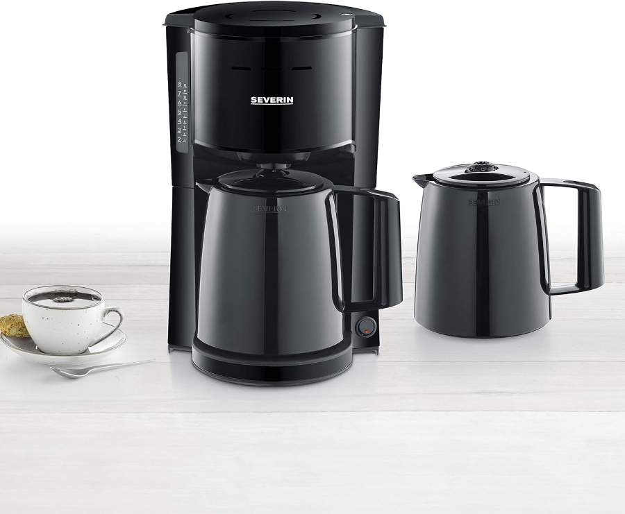 Severin KA9307 Kaffeeautomat, 2x Thermokanne, 1000 W, 8 Tassen schwarz