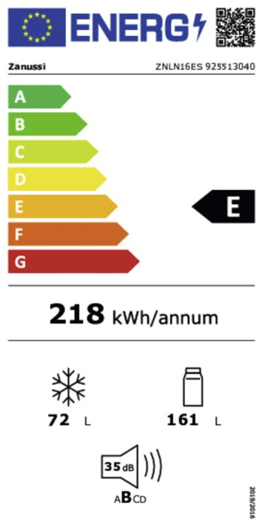 Zanussi ZNLN16ES Kühl- und Gefrierkombination Einbau Schlepptür 158cm Nische