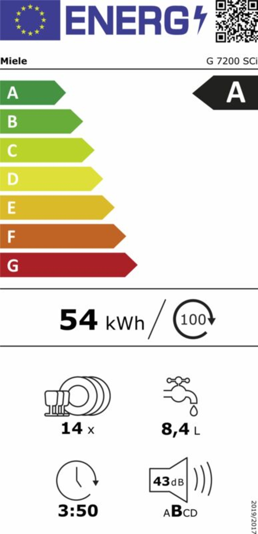 Miele G 7200 SCi Geschirrspüler Einbau teilintegriert 60cm edelstahl