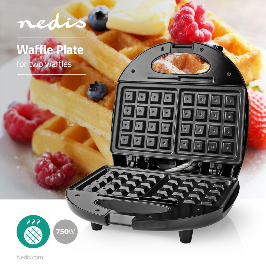 Nedis KAWP200BK Waffeleisen  Aluminium / Kunststoff Belgien Waffeln | 22 x 12 cm | 750 W 