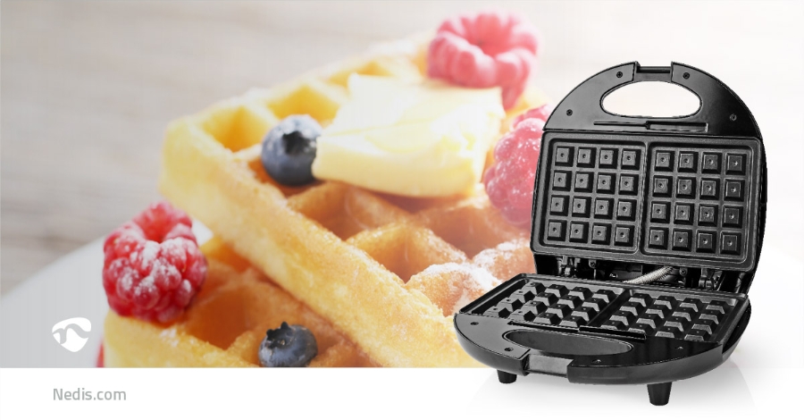 Nedis KAWP200BK Waffeleisen  Aluminium / Kunststoff Belgien Waffeln | 22 x 12 cm | 750 W 