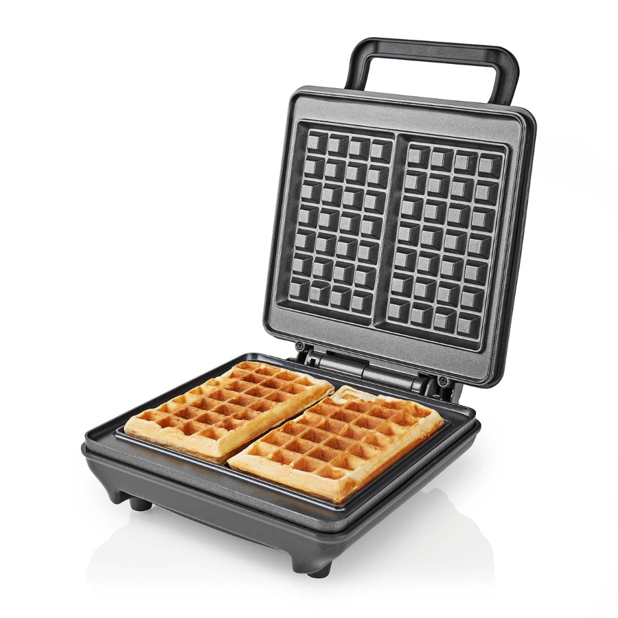 Nedis KAWP210FBK Waffeleisen ABS / Aluminium Belgien Waffeln | 22 x 12.5 cm | 1200 W