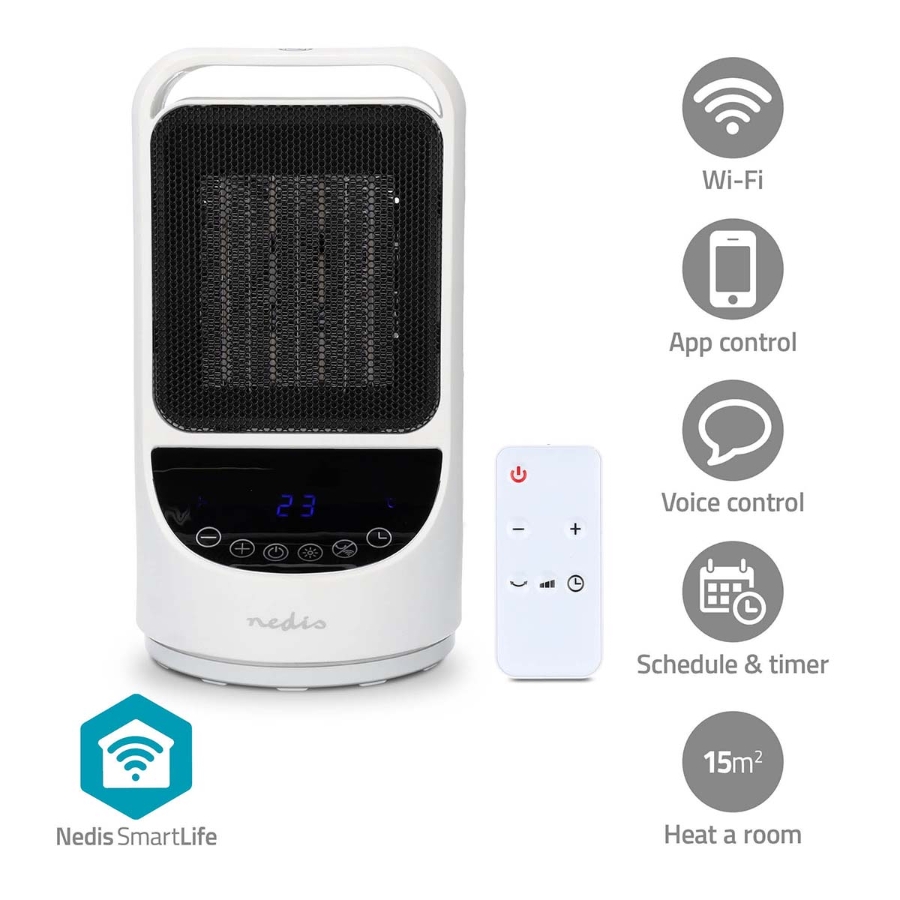 Nedis HTFA22WTW SmartLife Keramik-PTC-Heizlüfter Wi-Fi | 1500 W | 2 Wärmeeinstellungen 