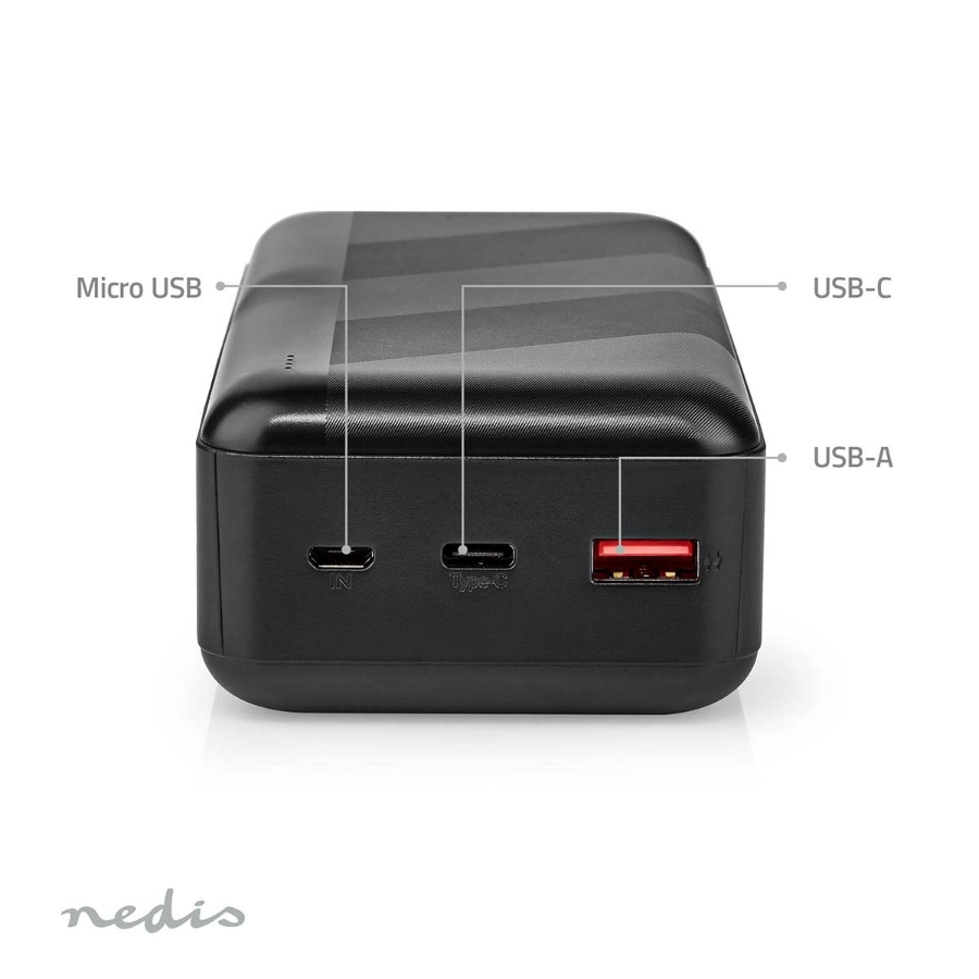Nedis UPBK65W30000BK Powerbank 32000 mAh Lithium-Polymer 2.4 / 3.0 / 3.25 A |Anzahl der Ausgänge: 2| 