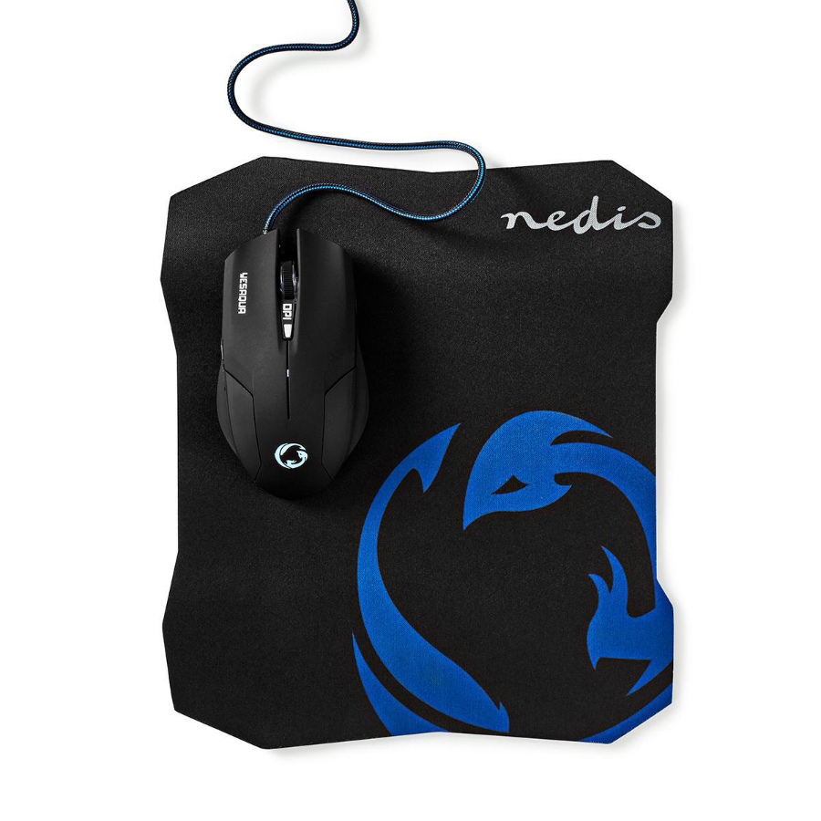 Nedis GMMP100BK Gaming Mouse & Mouse Pad Set Verdrahtet | 800 / 1200 / 1600 dpi | Einstellbar DPI