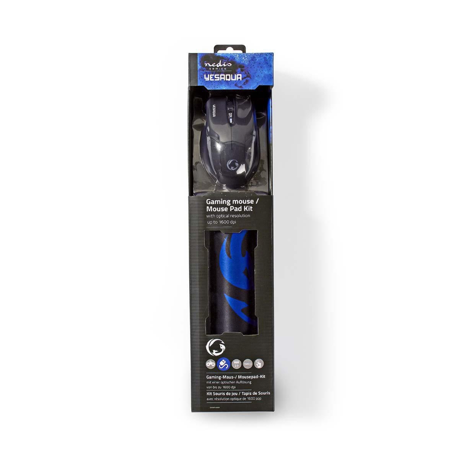 Nedis GMMP100BK Gaming Mouse & Mouse Pad Set Verdrahtet | 800 / 1200 / 1600 dpi | Einstellbar DPI