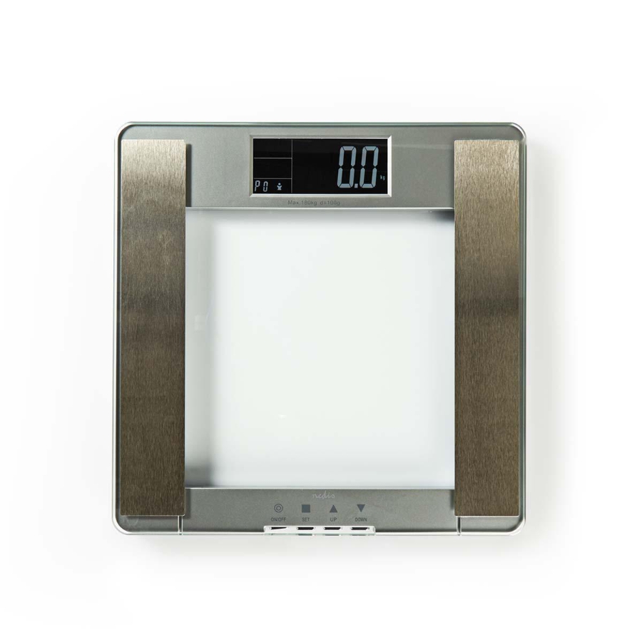 Nedis PESC120DCT Personenwaage Digital | Silber Gehärtetes Glas | Max. Wiegekapazität: 180 kg 