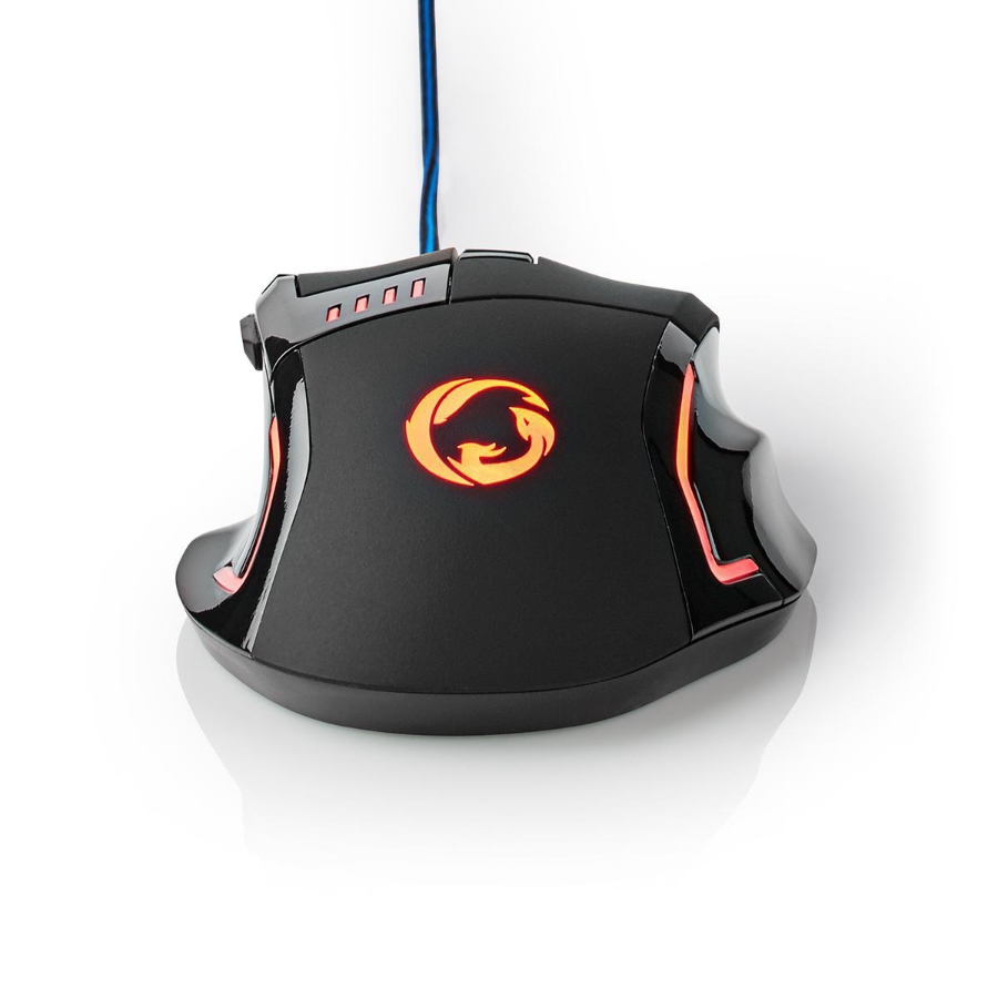 Nedis GMWD300BK Gaming Mouse 1.50 m | LED Verdrahtet | 800 / 1600 / 2400 / 4000 dpi | Einstellbar DPI 