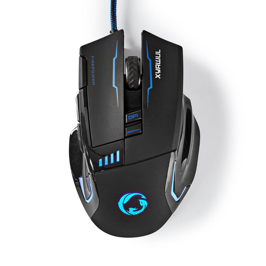 Nedis GMWD300BK Gaming Mouse 1.50 m | LED Verdrahtet | 800 / 1600 / 2400 / 4000 dpi | Einstellbar DPI 