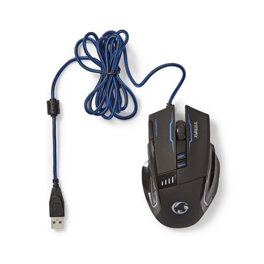 Nedis GMWD300BK Gaming Mouse 1.50 m | LED Verdrahtet | 800 / 1600 / 2400 / 4000 dpi | Einstellbar DPI 