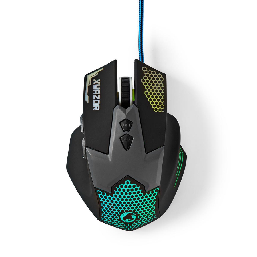 Nedis GMWD200BK Gaming Mouse Rechtshändig | 1.50 m | LED Verdrahtet | 800 / 1200 / 1600 / 2400 dpi | Einstellbar DPI 
