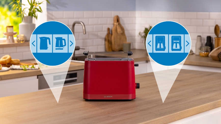 Bosch TAT3M124 Kompakt Toaster, MyMoment, Rot 