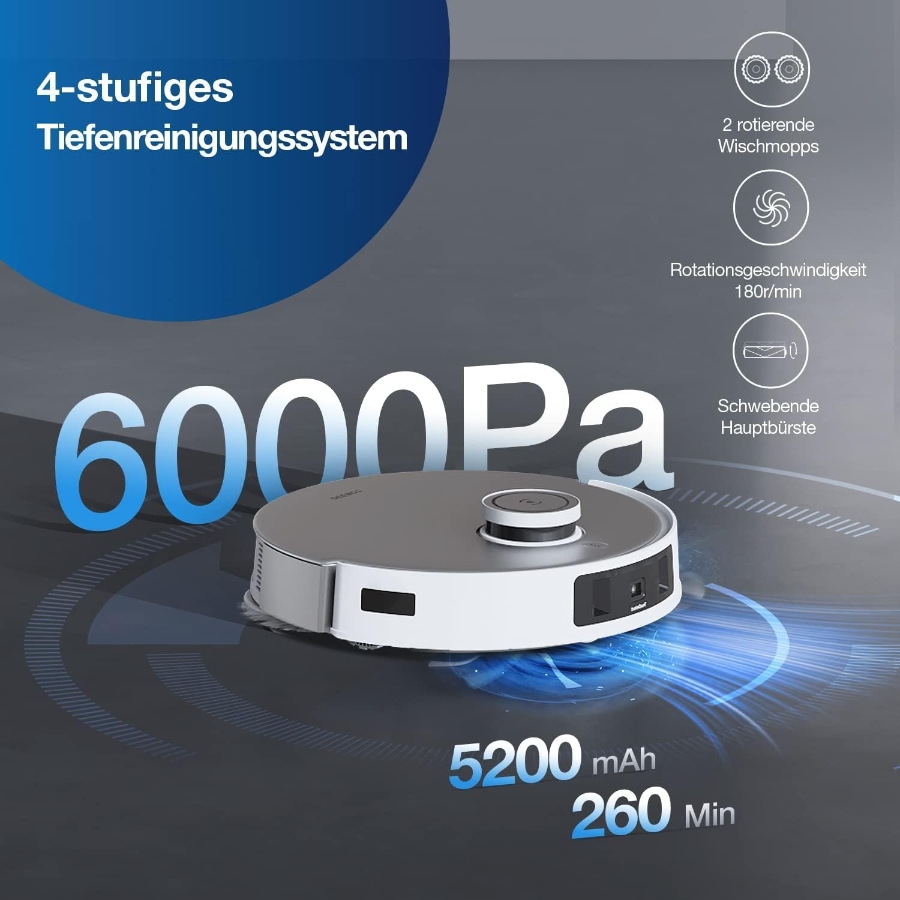 Ecovacs T20 Omni Saugroboter mit Wischfunktion Auto-Mopp-Hebefunktion  