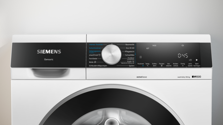 Siemens WN44G291 iQ500 Waschtrockner Stand 9/6kg Weiß 