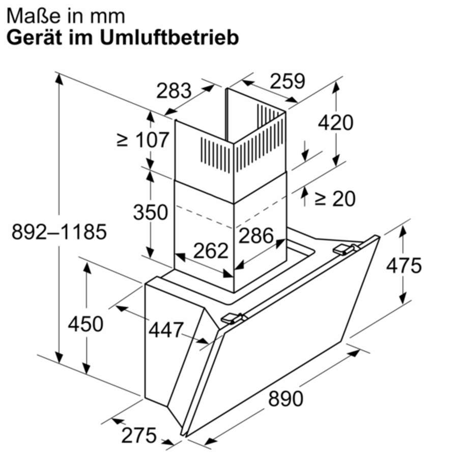Siemens LC91KLT60 iQ700, Wandesse 90 cm Klarglas schwarz