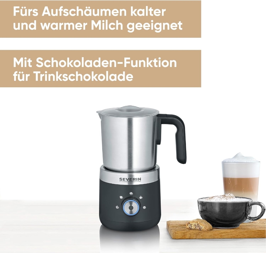 Severin SM 3588 Milchaufschäumer, 300 ml, schwarz inox 