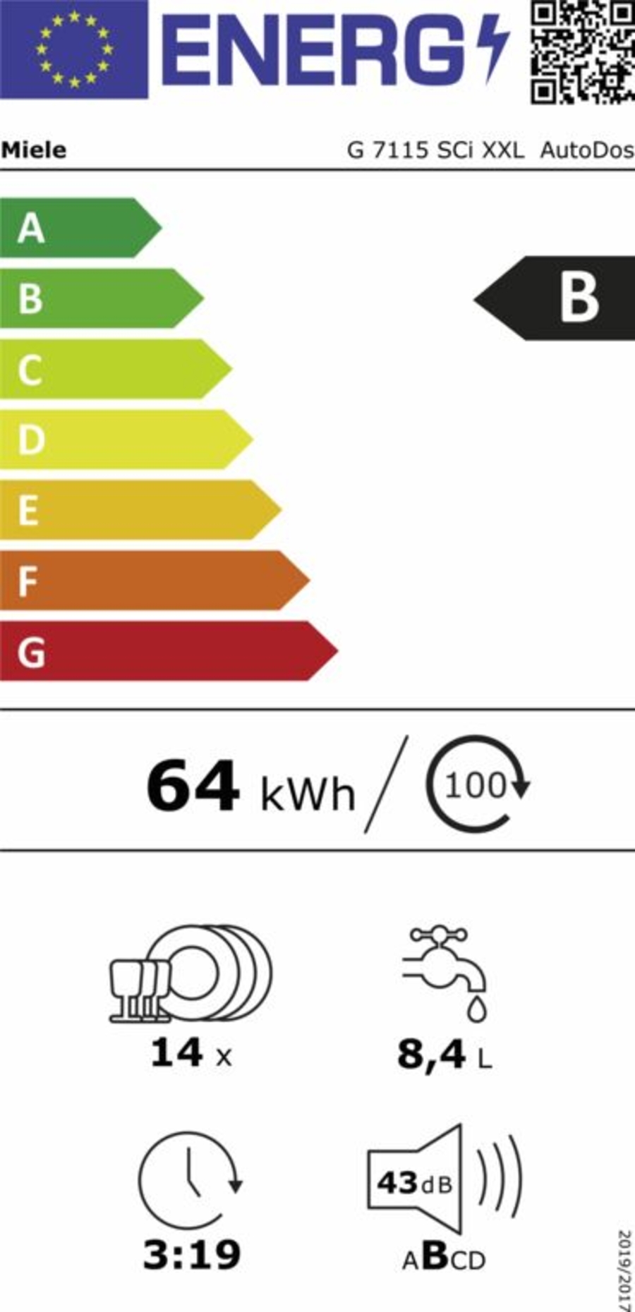 Miele G 7115 SCi XXL/EDST/CLST Geschirrspüler  teilintegriert 60 cm