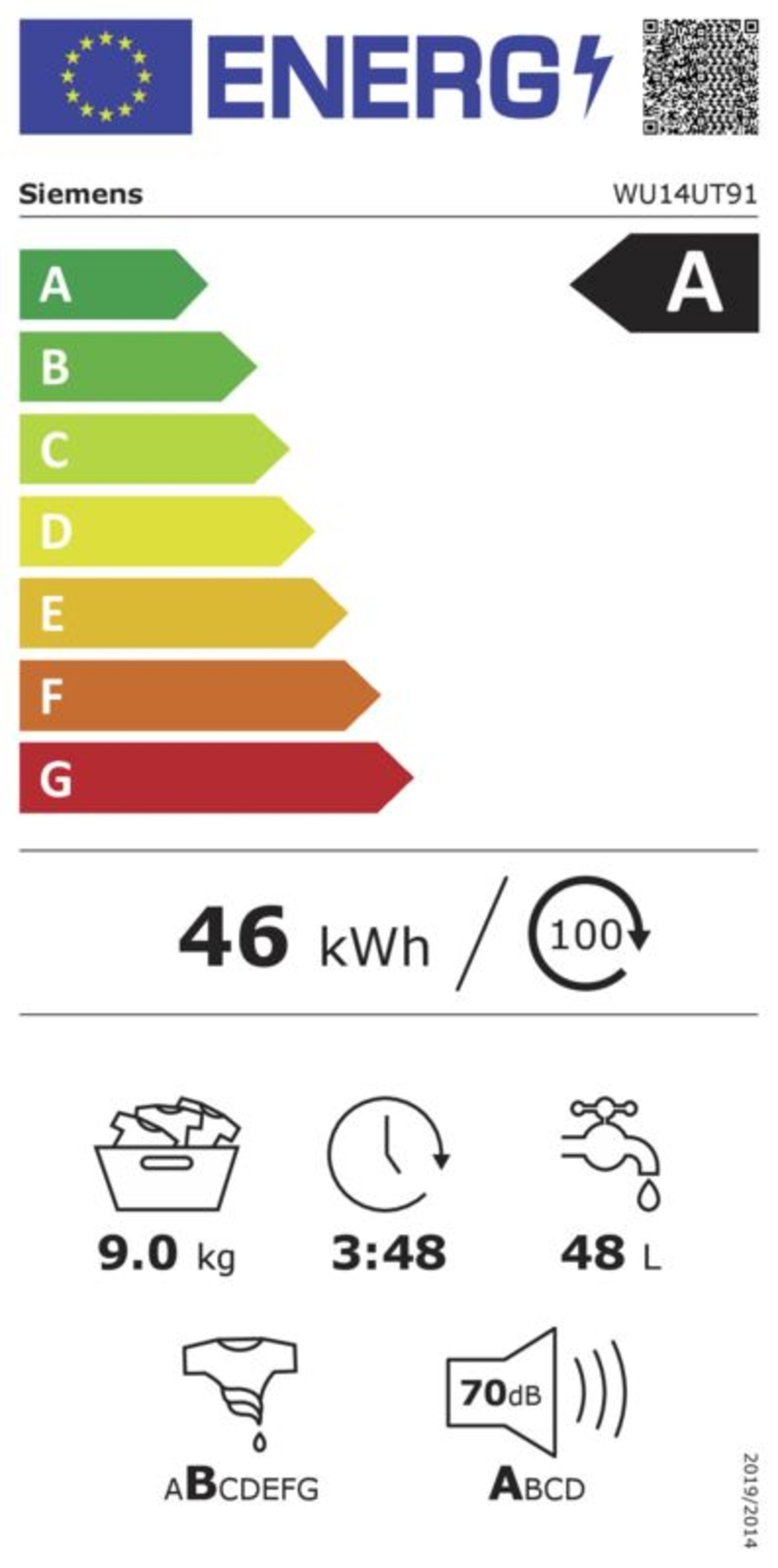 Siemens WU14UT91 iQ500, Waschmaschine, unterbaufähig - Frontlader, 9 kg, 1400 U/min.