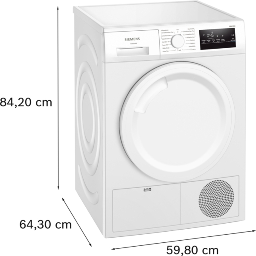 Siemens WT43N203 iQ300, Kondensations-Trockner, 8 kg 